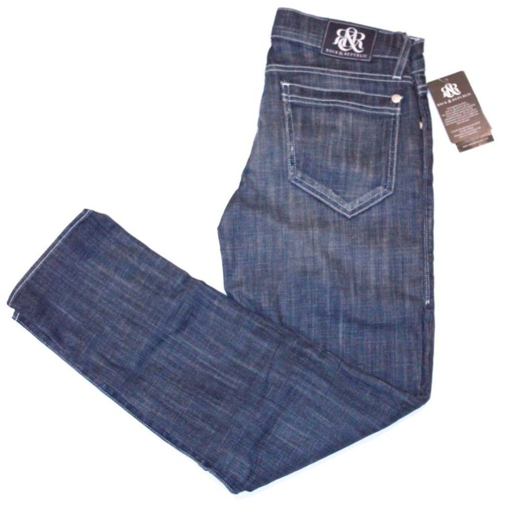 $240 ROCK & REPUBLIC Low Rise DISTRESSED Denim JEANS ( 24 )